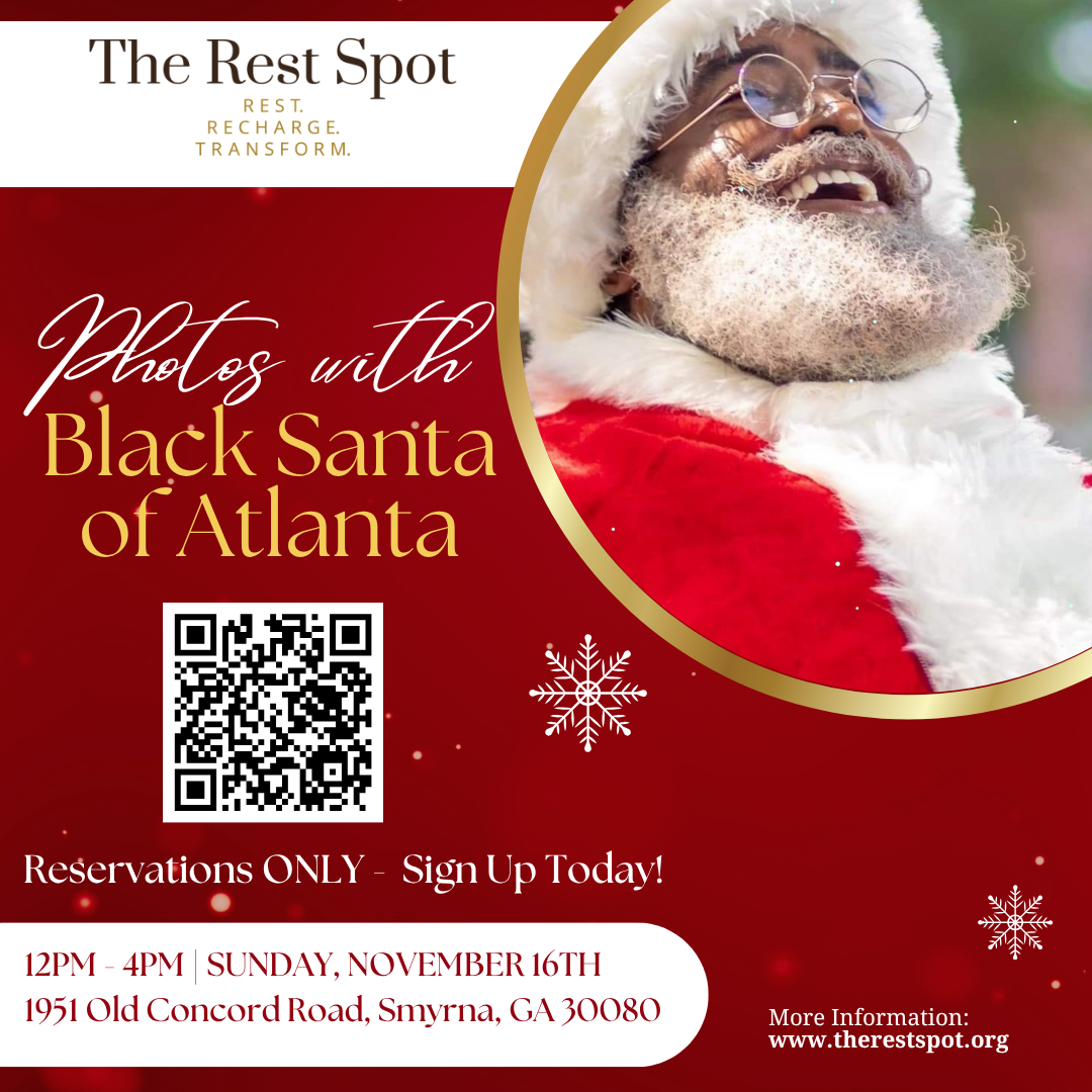 Holiday themed picture advertising photos with black santa claus